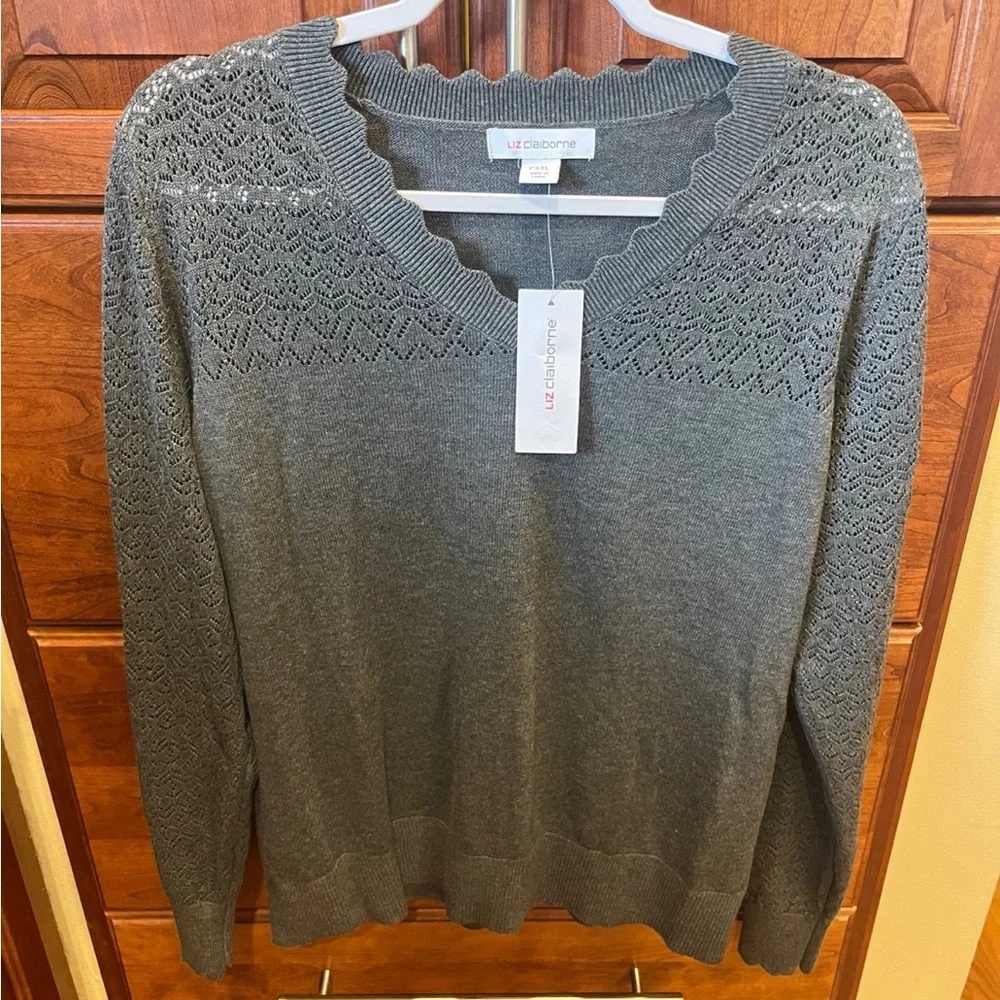 Liz Claiborne lightweight grey sweater petite XXL NWT - Picture 1 of 4